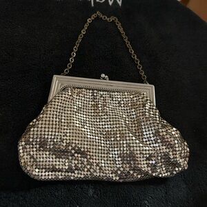 Metallic Sequin Evening Clutch Bag - Silver Tone